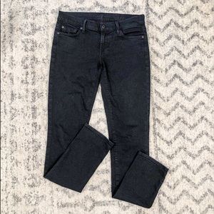 7 OF ALL MANKIND BLACK SKINNY DENIM JEANS 26 INCH